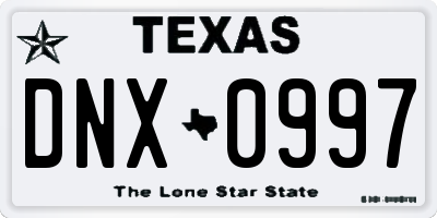 TX license plate DNX0997
