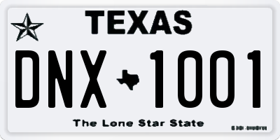 TX license plate DNX1001