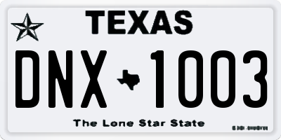 TX license plate DNX1003
