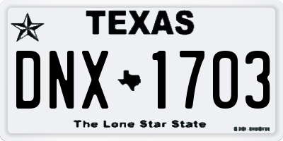 TX license plate DNX1703