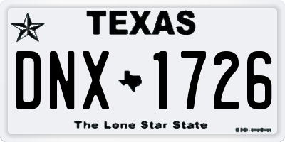 TX license plate DNX1726