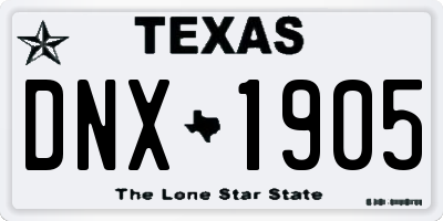 TX license plate DNX1905
