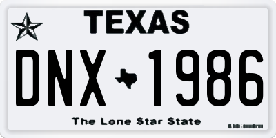 TX license plate DNX1986