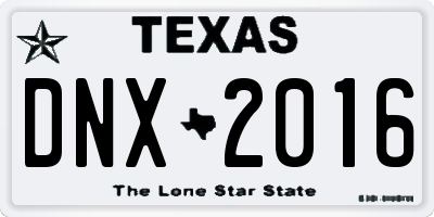 TX license plate DNX2016