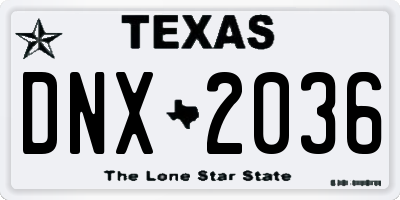 TX license plate DNX2036