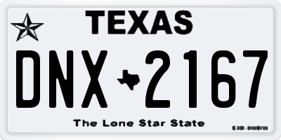 TX license plate DNX2167