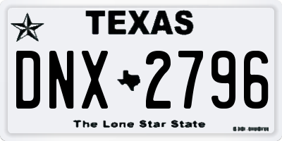 TX license plate DNX2796