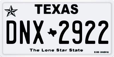 TX license plate DNX2922