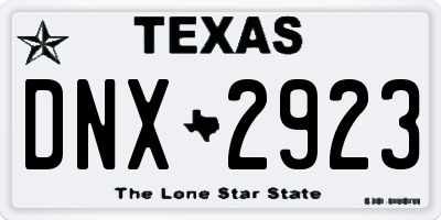 TX license plate DNX2923