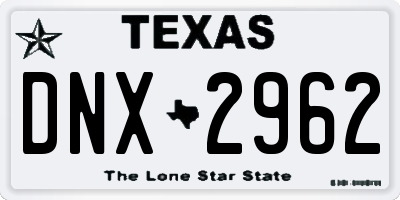 TX license plate DNX2962