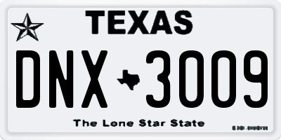TX license plate DNX3009