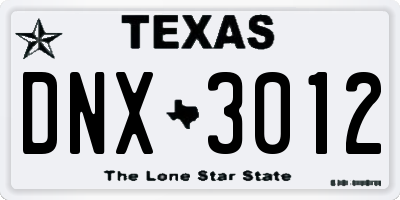 TX license plate DNX3012