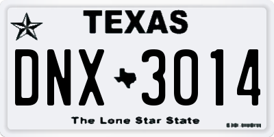 TX license plate DNX3014
