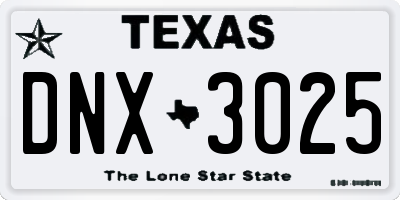 TX license plate DNX3025