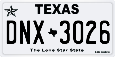 TX license plate DNX3026