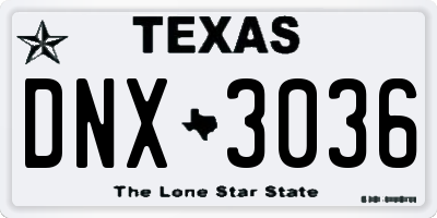 TX license plate DNX3036