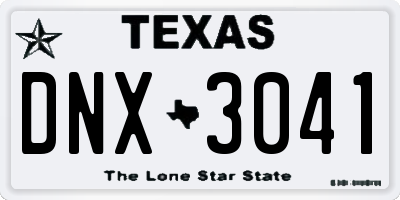 TX license plate DNX3041
