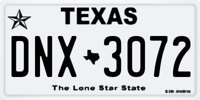 TX license plate DNX3072