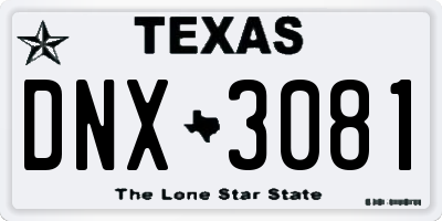 TX license plate DNX3081