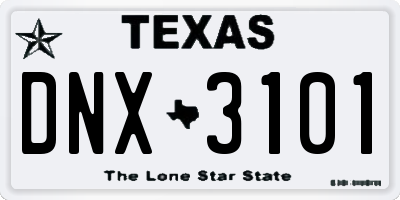 TX license plate DNX3101
