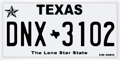 TX license plate DNX3102