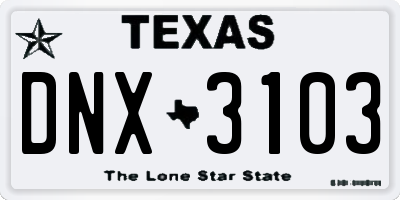 TX license plate DNX3103