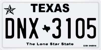 TX license plate DNX3105