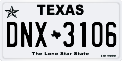 TX license plate DNX3106