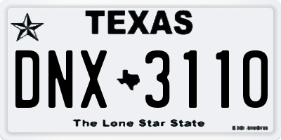 TX license plate DNX3110