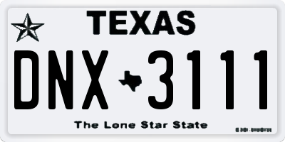 TX license plate DNX3111