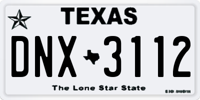TX license plate DNX3112