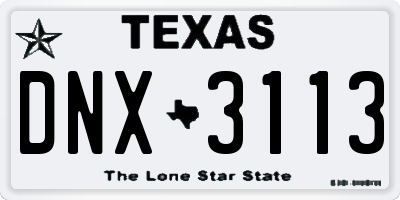 TX license plate DNX3113