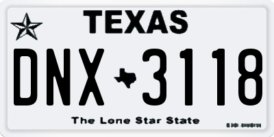 TX license plate DNX3118