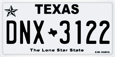 TX license plate DNX3122