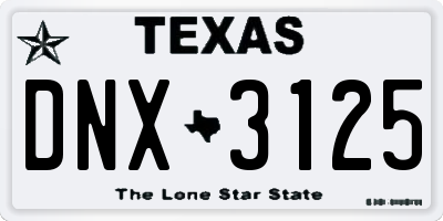 TX license plate DNX3125