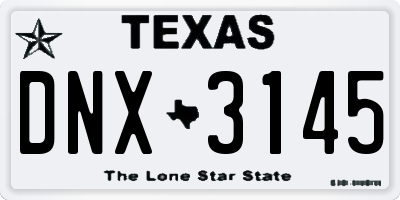 TX license plate DNX3145