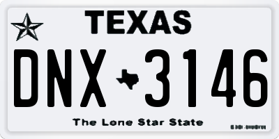 TX license plate DNX3146