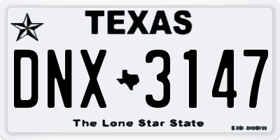 TX license plate DNX3147