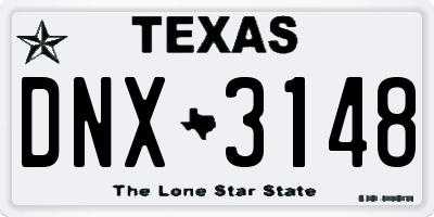 TX license plate DNX3148