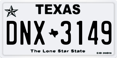 TX license plate DNX3149