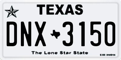 TX license plate DNX3150