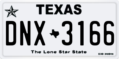 TX license plate DNX3166