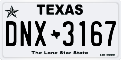 TX license plate DNX3167