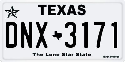 TX license plate DNX3171