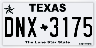 TX license plate DNX3175