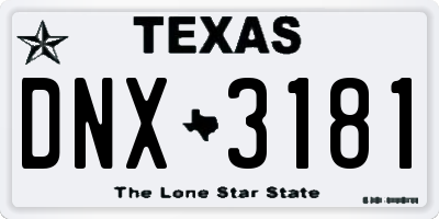 TX license plate DNX3181