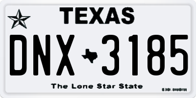 TX license plate DNX3185