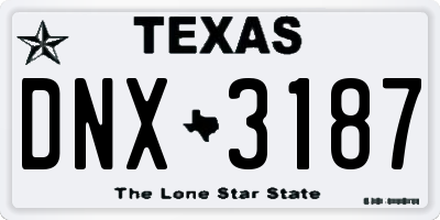 TX license plate DNX3187