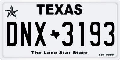 TX license plate DNX3193