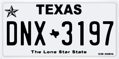 TX license plate DNX3197